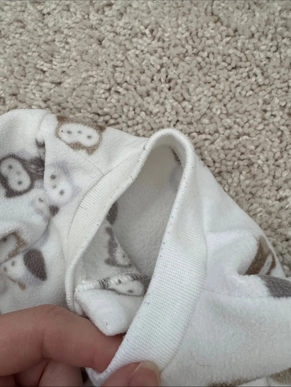 Carter's Cream Fleece Owl Footed One-Piece with Brown and Gray Accents